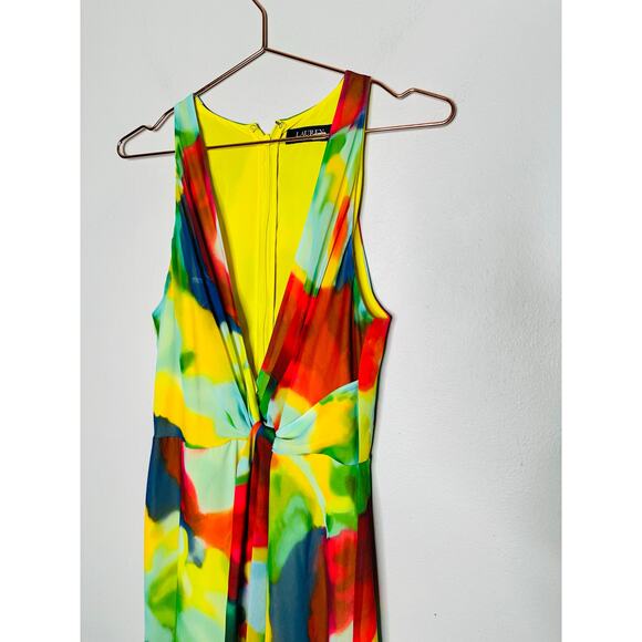 LAUREN RALPH LAUREN Multicolor Tie-Dye Chiffon A-Line Sleeveless Mekkac Gown 4 - Picture 9 of 12